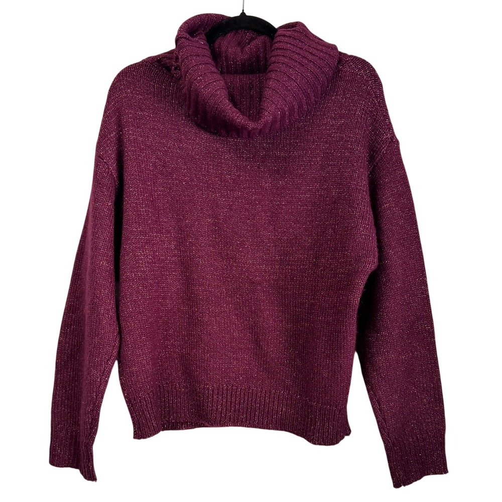UGG Purple Metallic Wool Blend Turtleneck Sweater Cowl Neck Shimmer Plum 1138250